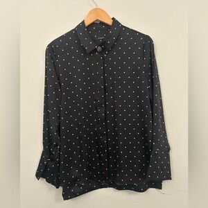 Autograph Button Up Black Polka Dot Women’s Blouse